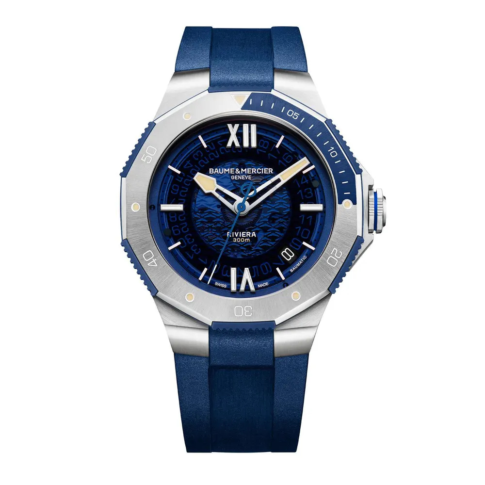Baume and Mercier Riviera Automatic Analogue Watch in Blue/Silver – Accessories