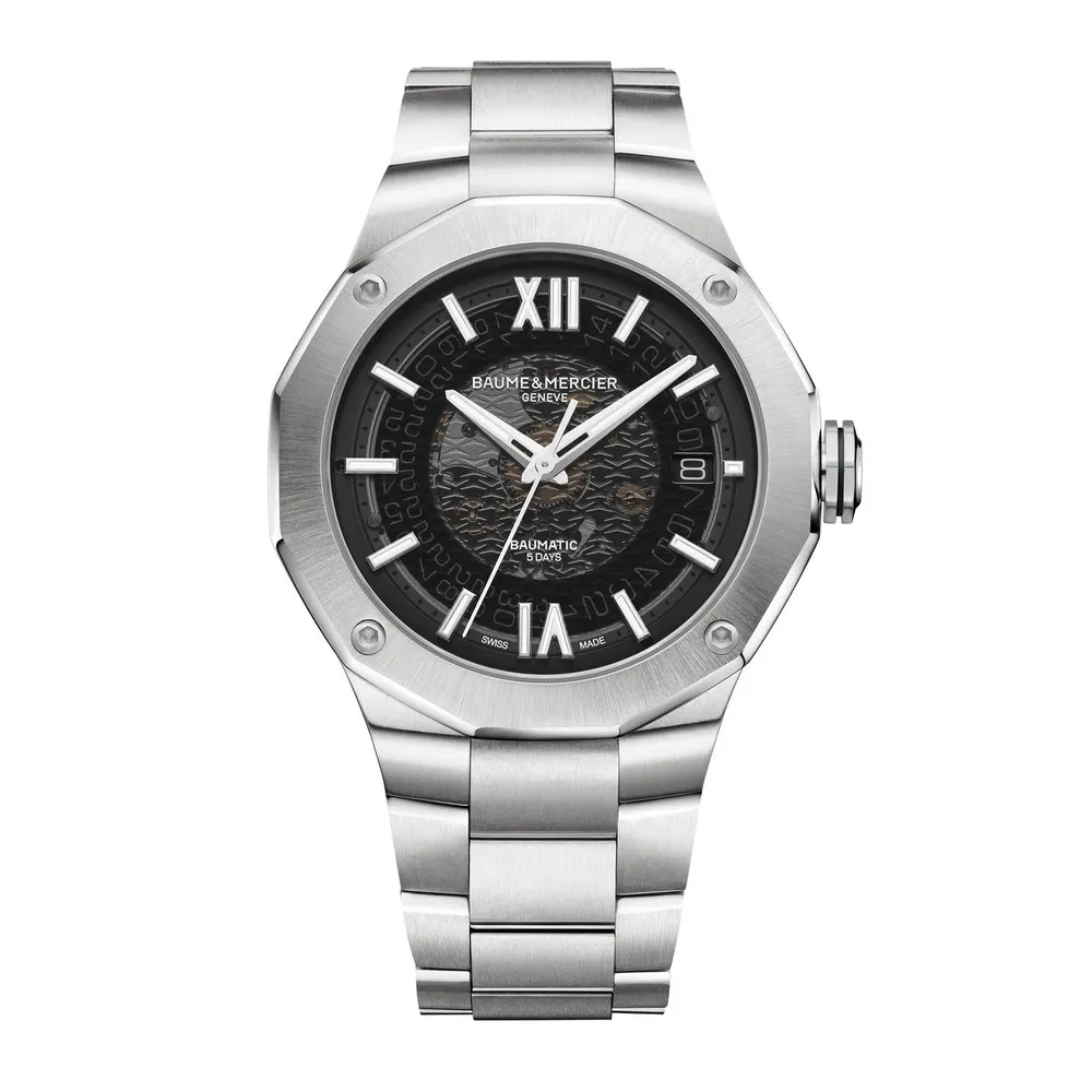 Baume and Mercier Riviera Automatic Analogue Watch in Silver/Black – Accessories