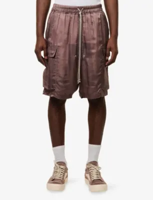 RICK OWENS Cargobela Patch-Pocket Satin Shorts detail 3