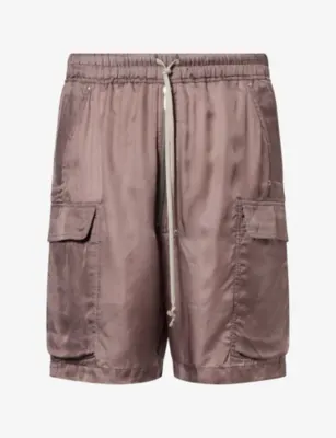 RICK OWENS Cargobela Patch-Pocket Satin Shorts