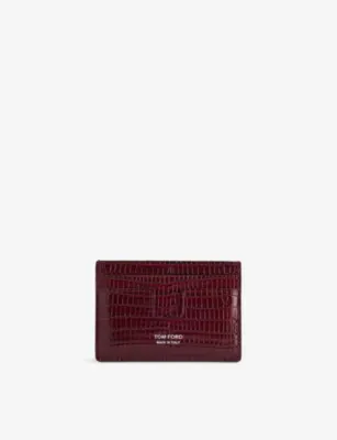 TOM FORD Croc-Embossed Leather Card Holder