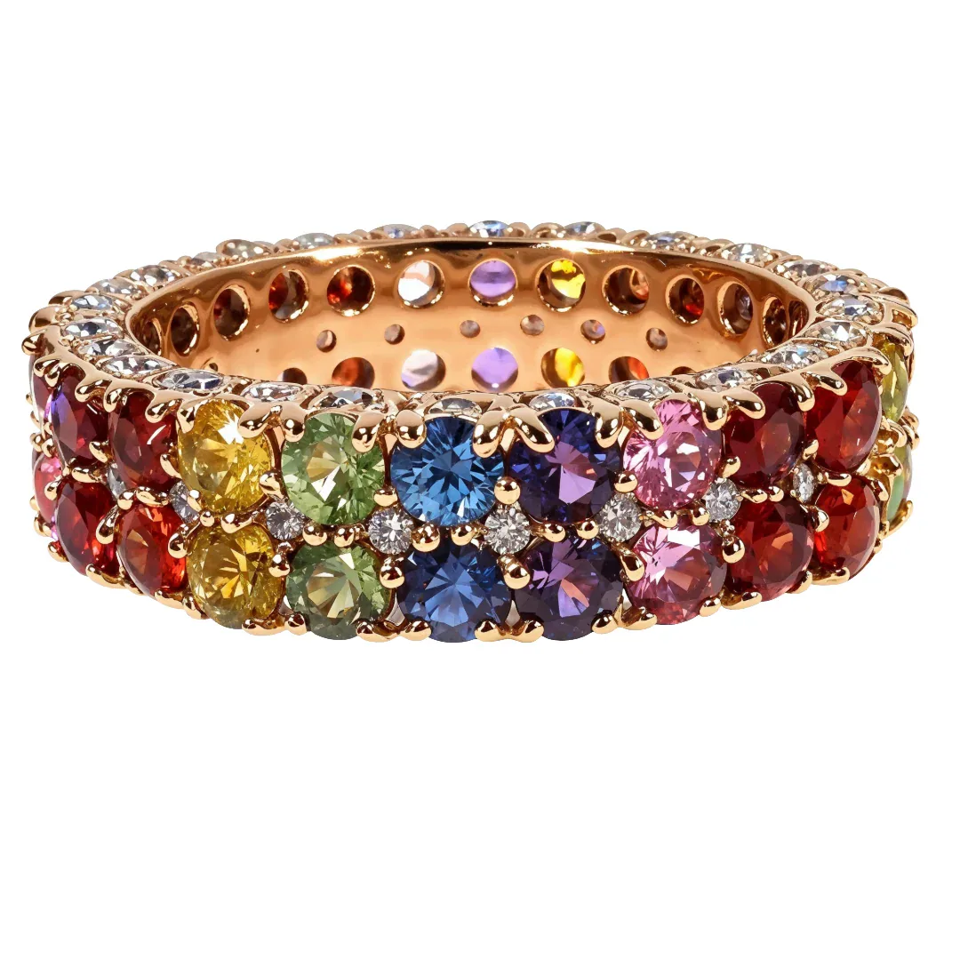 PIA - For Him GEMSTONES Rainbow Sapphire Diamond Eternity Ring 67985 in Rose / 10.5 – Ring