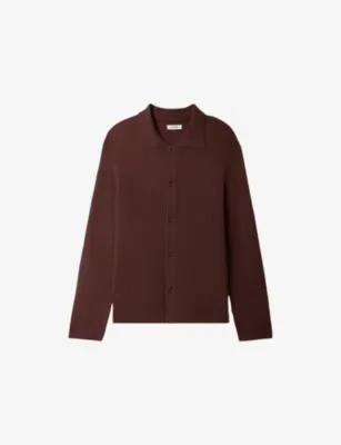 SANDRO Collared Waffle-Knit Cashmere-Blend Shirt