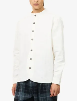 LABRUM LONDON Grandad Freetown Cotton Shirt in WHITE, additional product view 3