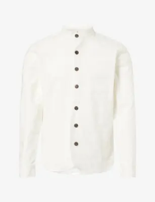 LABRUM LONDON Grandad Freetown Cotton Shirt in WHITE – Mens | Shirts | Casual Shirts | Long-sleeved