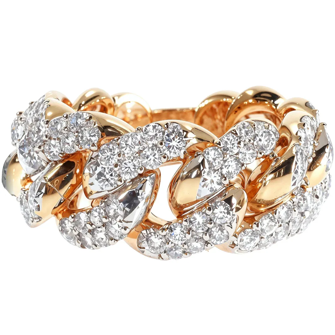 RINA - For Him FACTORY 14k Yellow Gold Diamond Miami Cuban Ring 64775 in Rose Gold – Ring