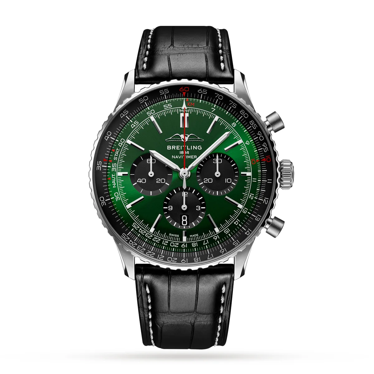 Breitling Navitimer B01 Chronograph 46 Stainless Steel Leather Strap Watch