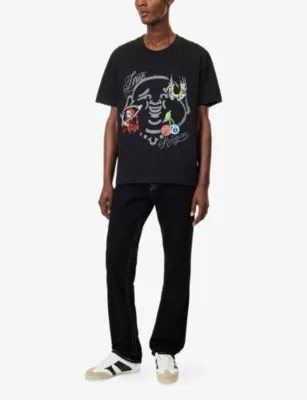 TRUE RELIGION Buddha Face Graphic-Print Cotton T-Shirt in JET BLACK, additional product view 2