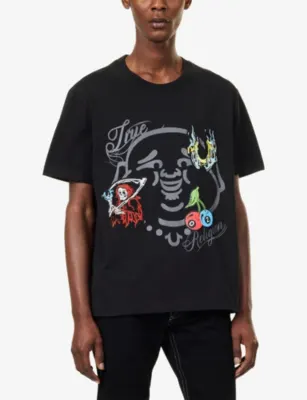 TRUE RELIGION Buddha Face Graphic-Print Cotton T-Shirt in JET BLACK, additional product view 3