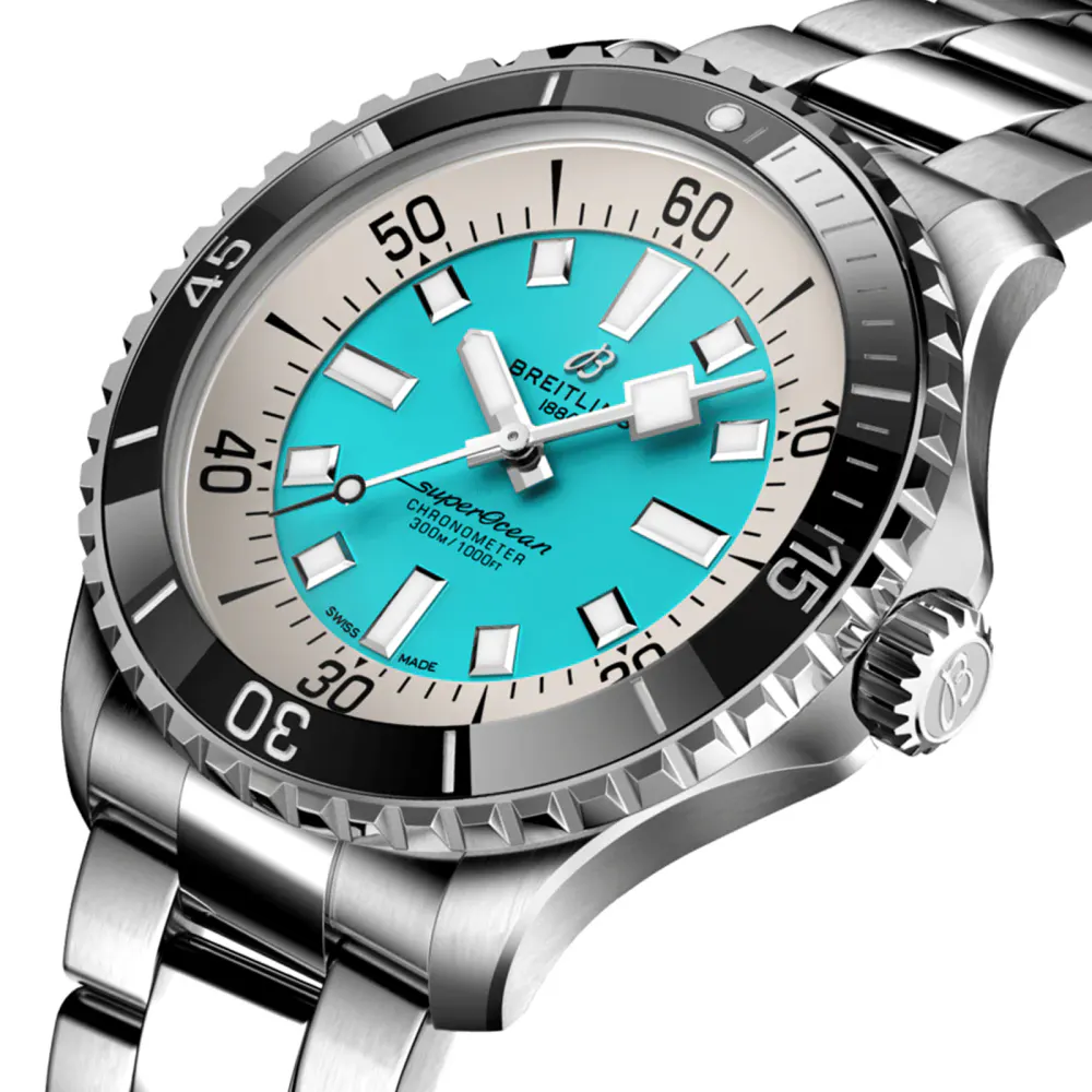 Breitling Superocean Automatic 44 Stainless Steel Watch in Turquoise, additional product view 3