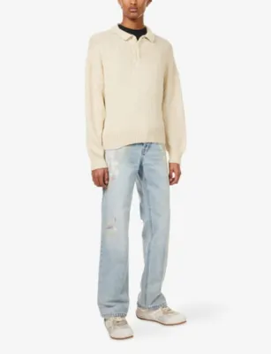 COLE BUXTON Beach Knitted Cotton Polo Jumper detail 2