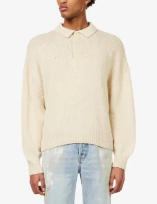 COLE BUXTON Beach Knitted Cotton Polo Jumper detail 3