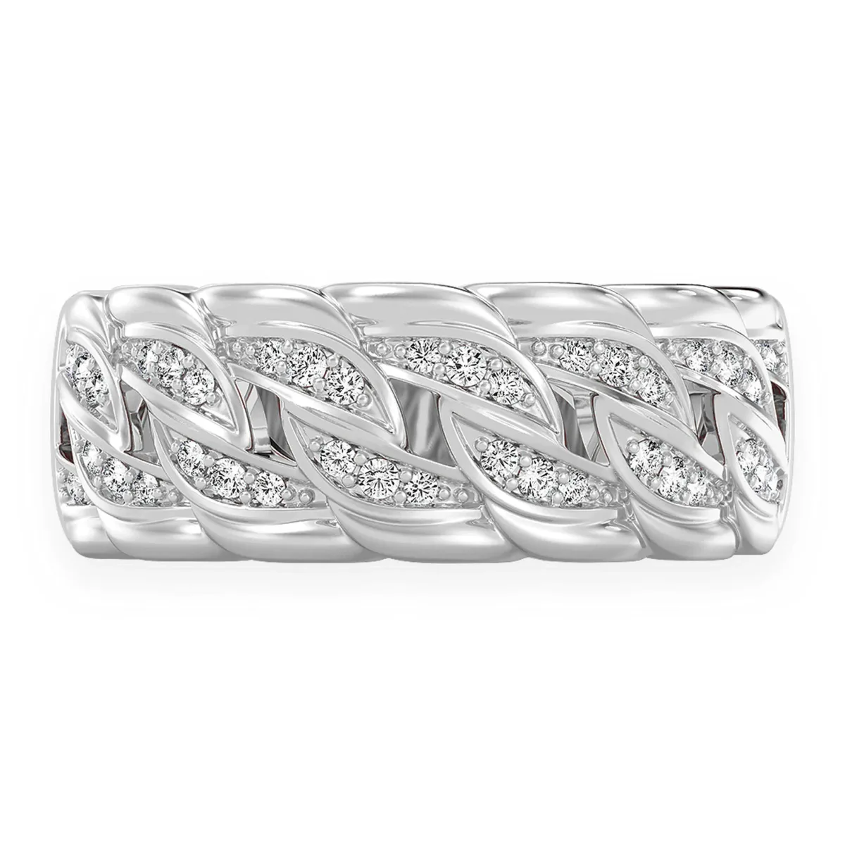 For Him Twisted Cuban Band in White Gold / Natural Diamond – Ring