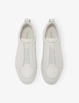 REISS Henry Elasticated Leather Trainers - EUR 44 / 10 UK MEN in OPTIC WHITE, additional product view 2