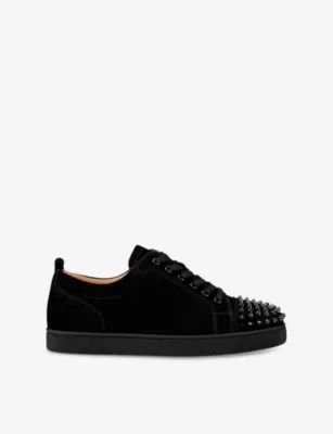 CHRISTIAN LOUBOUTIN Louis Junior Spikes Suede Low-Top Trainers - EUR 40 / 6 UK MEN in BLACK – Mens | Trainers | Lace up trainers