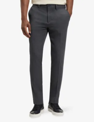 BOSS Herringbone Slim-Leg Stretch-Woven Trousers - 38/34 in Dark Blue, additional product view 3