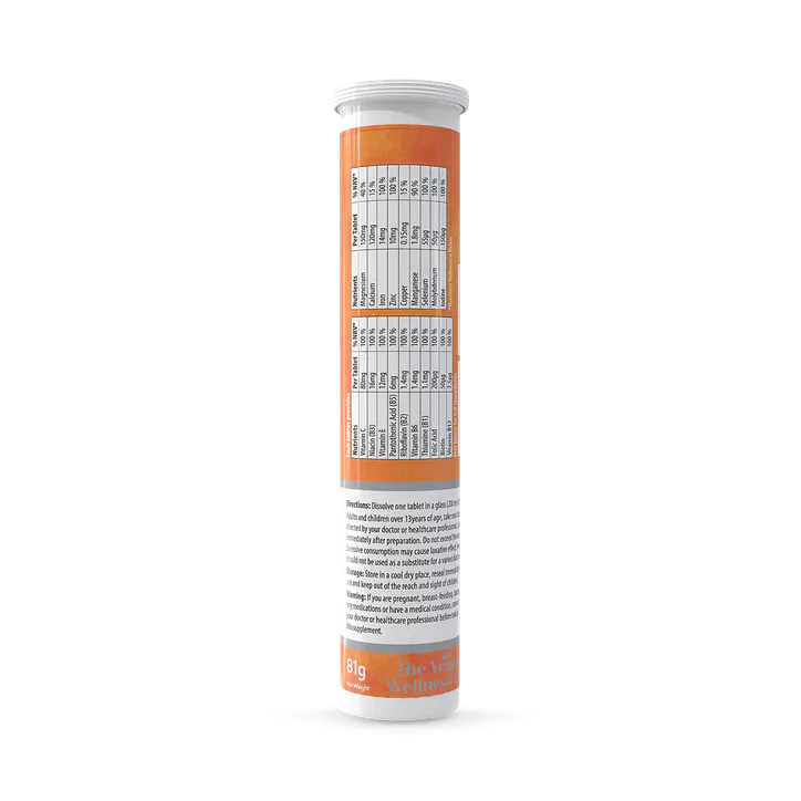 The Vegan Wellness Co. Multivitamin With Ginseng 80 (4x20) Orange & Passionfruit Flavour Effervescent Tablets 80 Tablets detail 2