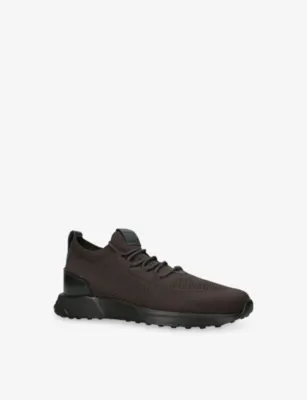 TODS Run 63K Calzino Knitted and Leather Trainers - EUR 44 / 10 UK MEN in Dark Brown, additional product view 3