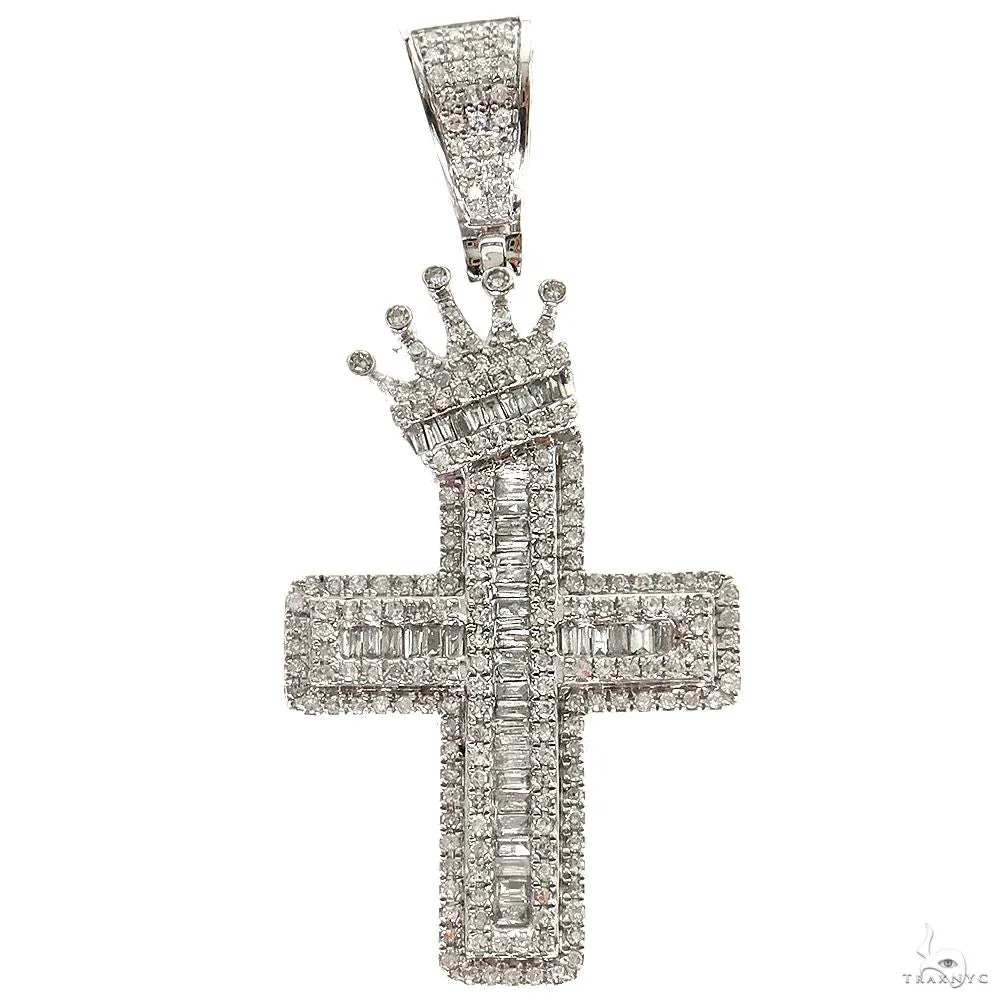 ANNA - A&R CREATIONS Baguette Diamond Crown Cross Pendant 69950 in White Gold – Pendant