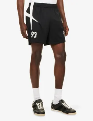 REPRESENT WC Star Football Woven Shorts in JET BLACK, additional product view 3
