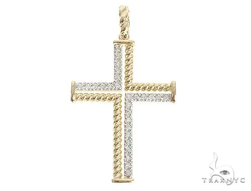 MARYAM - For Him FACTORY CONSCIOUS 14K Gold Diamond Rope Cross 65304 in Rose – Pendant