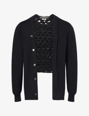COMME DES GARCONS HOMME PLUS Corset Open-Knit Wool-Blend Cardigan