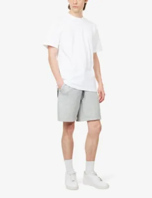For Him Technical Logo-Print Stretch-Woven Sweat Shorts in HEATHER GREY, additional product view 2
