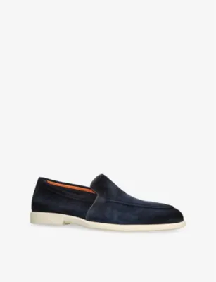 SANTONI Malibu Contrast-Sole Suede Loafers - EUR 39 / 5 UK MEN in Navy, additional product view 3