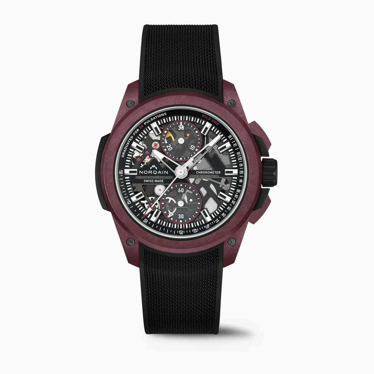 NORQAIN Wild ONE Skeleton Chrono Burgundy Limited Edition 42mm