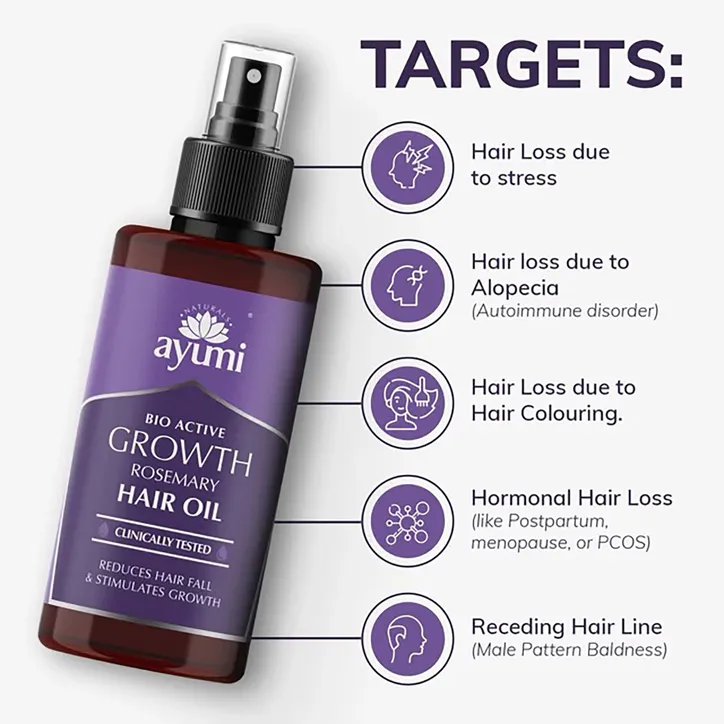 Ayumi Naturals Rosemary Hair Growth Oil, Promotes Hair Growth and Reduces Hair Fall, Consumer Tested and Clinically Studied 100ml detail 2