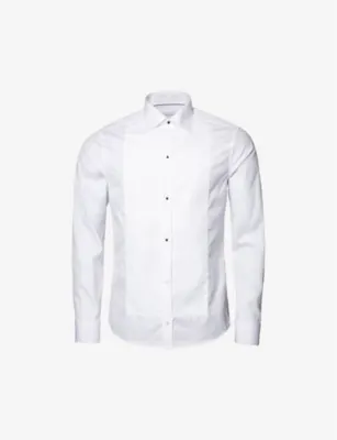 ETON Piqué Contemporary-Fit Cotton-Twill Black Tie Shirt - 15.75 in White – Mens | Shirts | Formal Shirts | Dress Shirts