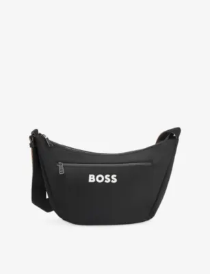 BOSS Logo-Print Woven Cross Body Bag