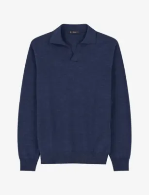 BOGGI MILANO Open-Collar Knitted Polo Shirt