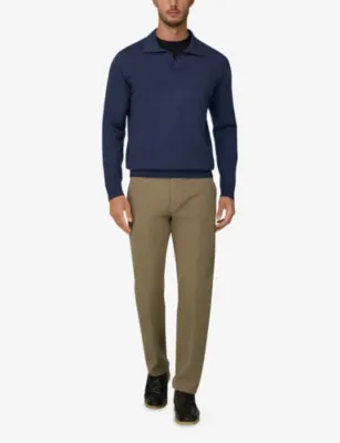 BOGGI MILANO Open-Collar Knitted Polo Shirt detail 2