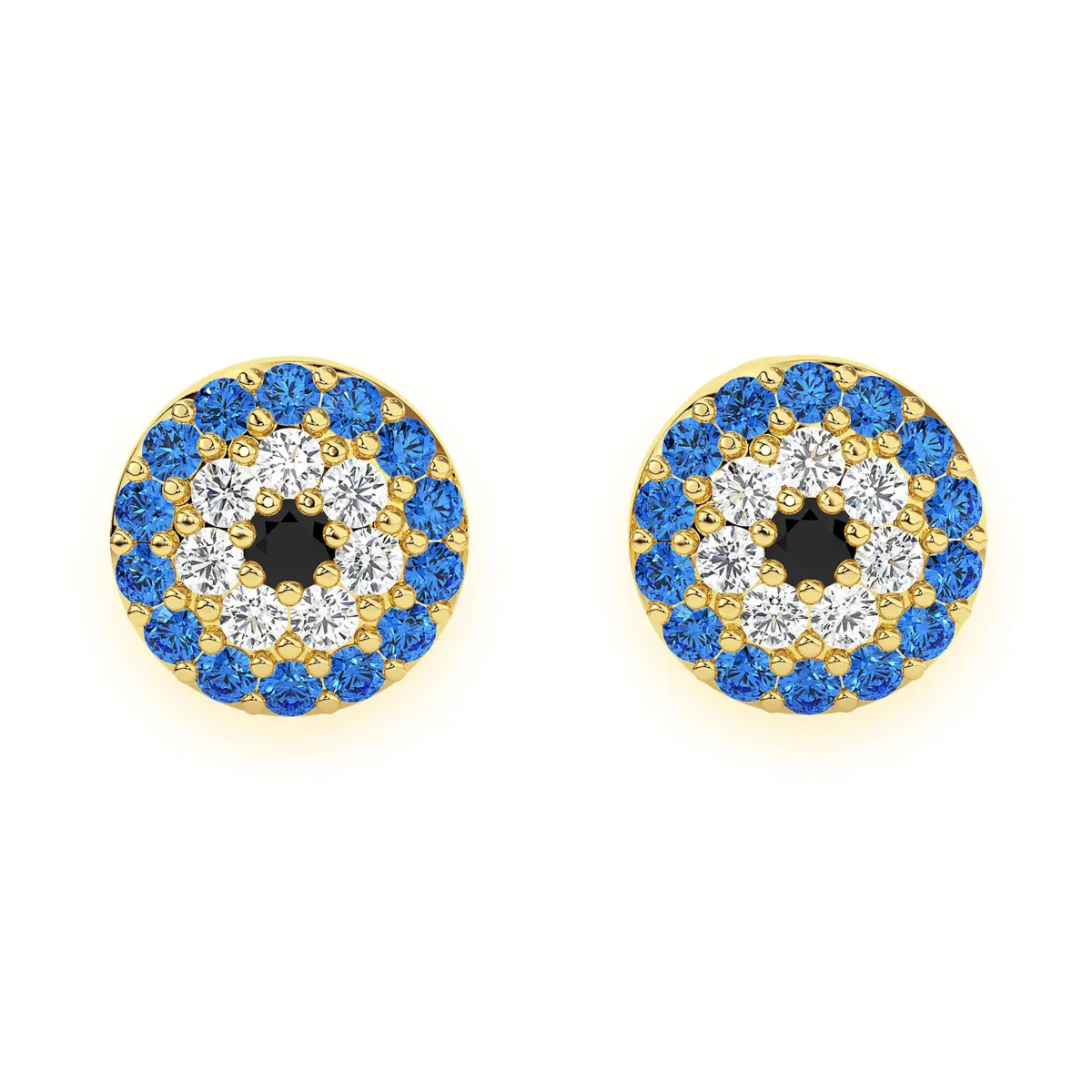 For Him Round Evil Eye Diamond Studs in Yellow Gold / Natural Diamond – Earring