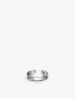 CARTIER Mini LOVE 18ct white gold and 1 diamond wedding band - 55mm