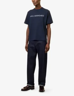 THAMES Dependable Cotton T-Shirt in NAVY, additional product view 2