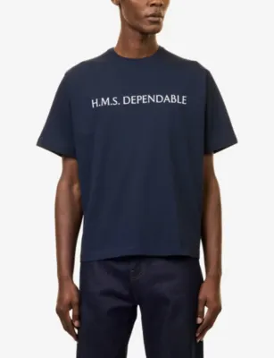 THAMES Dependable Cotton T-Shirt in NAVY, additional product view 3