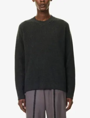 UMA WANG Ribbed Cashmere Jumper in GREY GREEN, additional product view 3
