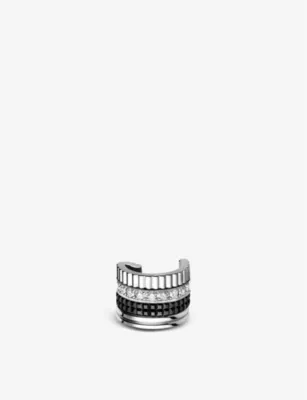 BOUCHERON Quatre Black Edition medium 18ct white-gold, PVD and 0.14ct brilliant-cut diamond single ear cuff detail 2