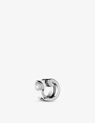 BOUCHERON Quatre Black Edition medium 18ct white-gold, PVD and 0.14ct brilliant-cut diamond single ear cuff detail 3