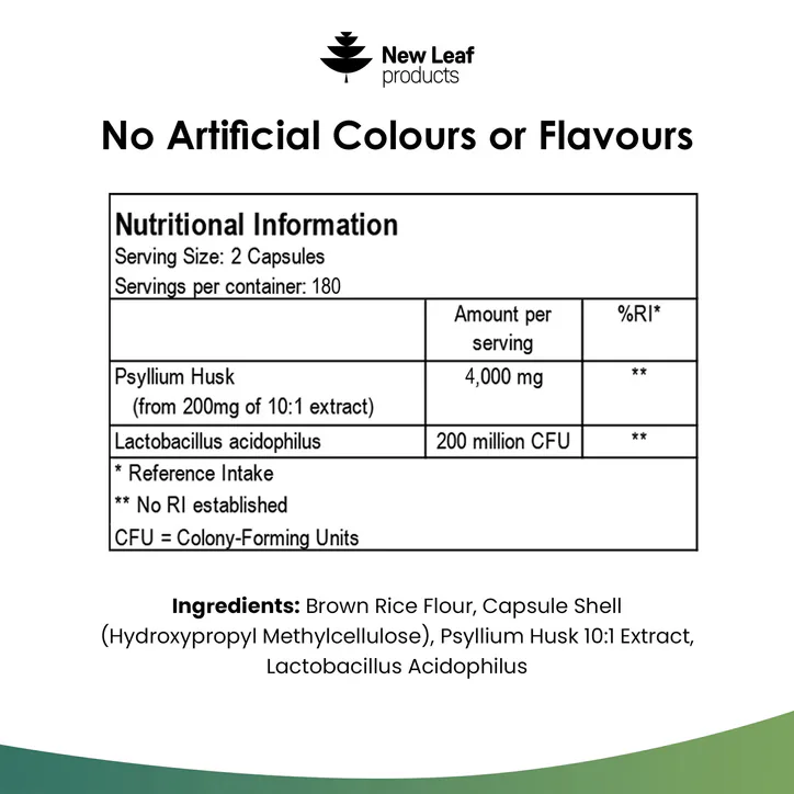 New Leaf Products Psyllium Husk Capsules 365 Capsules detail 3