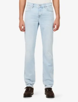 7 FOR ALL MANKIND Slimmy Tapered Brand-Patch Stretch-Denim Jeans detail 3