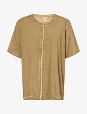 UMA WANG Seam-Detail Relaxed-Fit Stretch-Cotton T-Shirt in TAN – Mens | Tops & t-shirts | T-Shirts | Plain T-Shirts