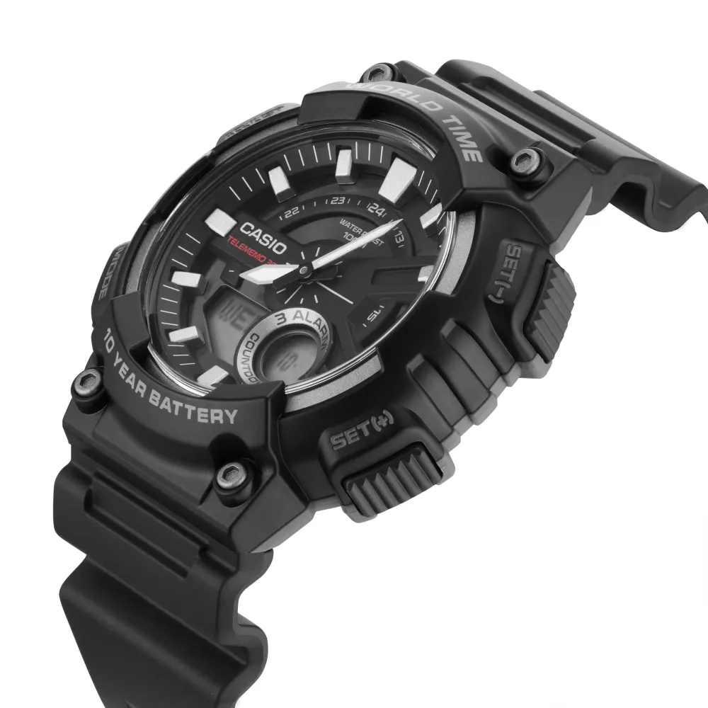 Casio Standard Black Dial AEQ Mens Watch in Black, additional product view 3