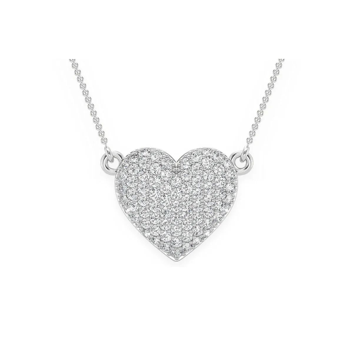 For Him Bubble Heart Diamond Necklace in White Gold / 18" / Natural Diamond – Necklace