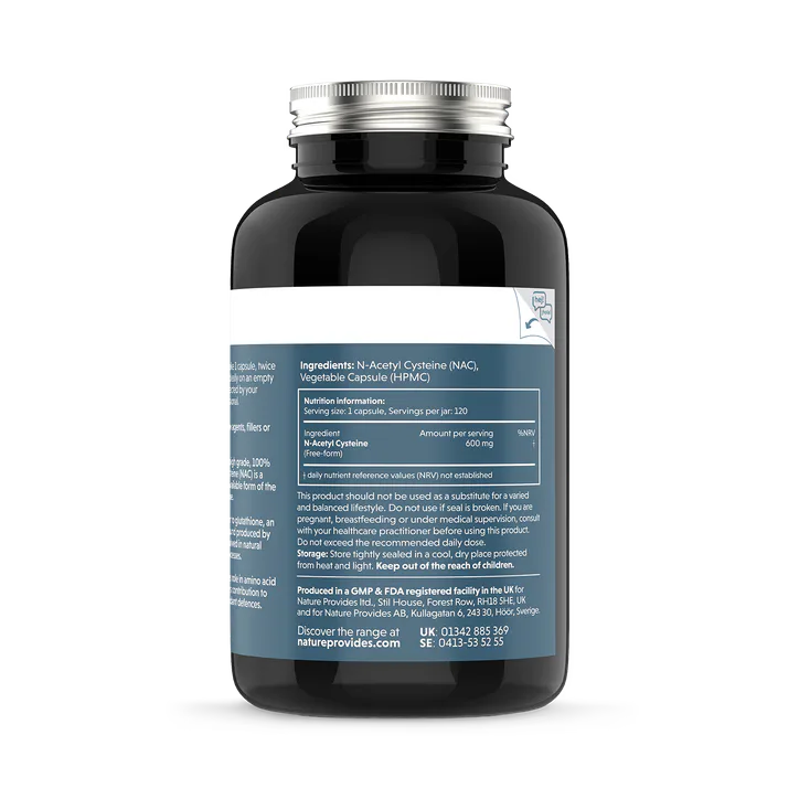 Nature Provides NAC (600mg) Pure N-Acetyl Cysteine 120 Capsules detail 2