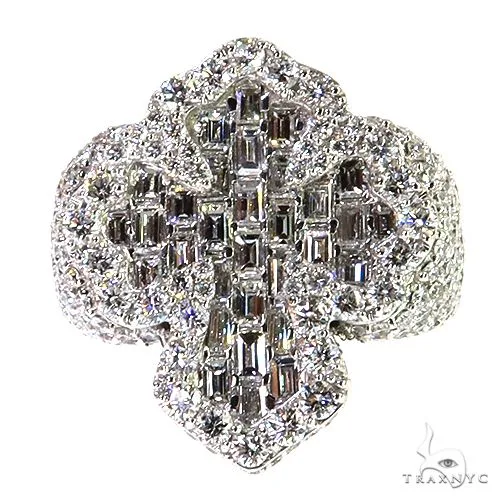 JALGAS - AMERICAS GOLD Baguette Diamond Cross Ring 68801 in White / 10 – Ring