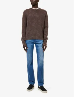 7 FOR ALL MANKIND Slimmy Luxe straight-leg mid-rise stretch denim-blend jeans detail 2