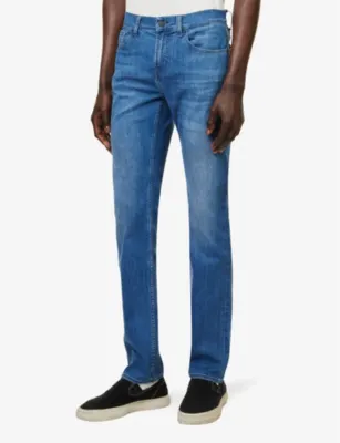7 FOR ALL MANKIND Slimmy Luxe straight-leg mid-rise stretch denim-blend jeans detail 3
